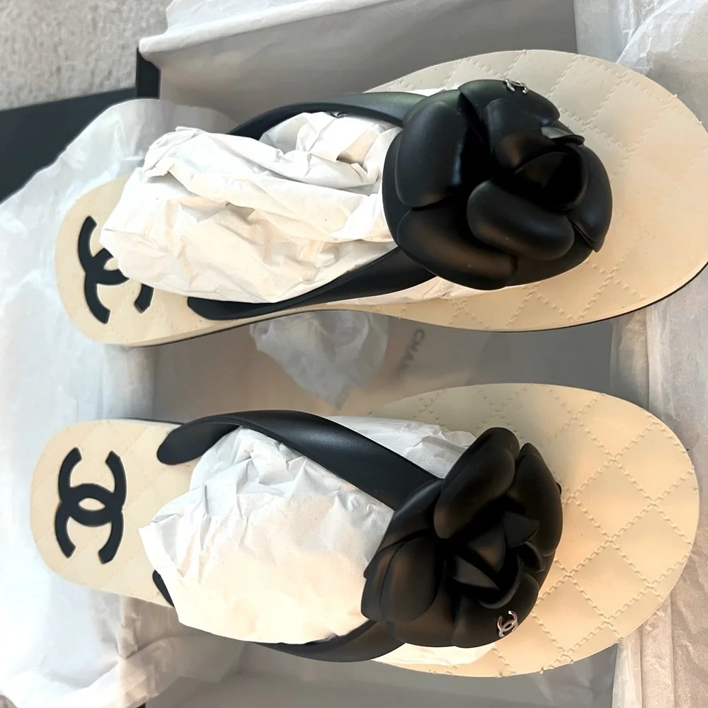 Chanel Camellia Thong Flip Flops - Picture 1 of 12